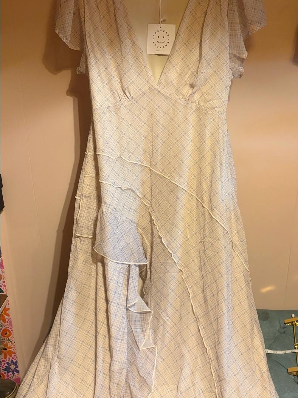 Neutral Ruffle-Front Maxi Dress - Picture 4 of 6